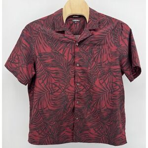 George Hawaiian Shirt Men's Size XL Relaxed Fit Red Black Floral Tropical Aloha